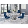 thumbnail image 4 of Round White Marble 5pc Dining Set with Silver Stainless Steel and 4 Chairs, 4 of 4