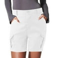 thumbnail image 2 of Ediodpoh Pants for Women Shorts for Women Womens Shorts for Summer Shorts Solid Color Pocket Cargo Pants Casual High Waist Hot Pants Women's Shorts White XL, 2 of 5