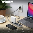 thumbnail image 2 of Honeywell Powerstrip with 2 AC Outlets, 2 USB Ports, 3 ft. Fabric Cord (Black/Gray), 2 of 7