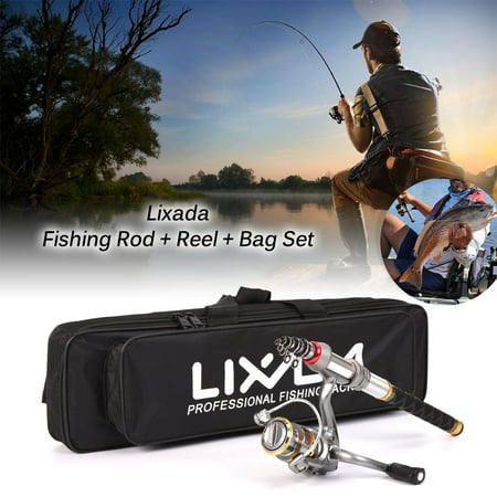 Lixada Telescopic Fishing Rod and Reel Combo Full Kit Spinning Fishing Reel Gear Organizer Pole