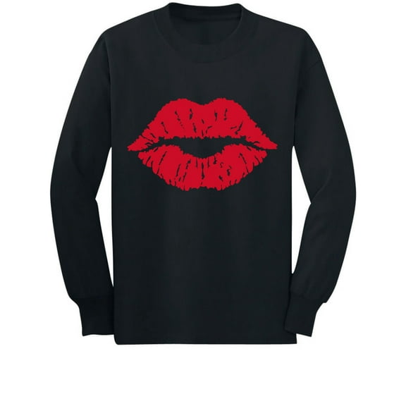 Tstars Girls Valentine's Day Shirts for Kids lovely lip printed t-shirts Love Red Lips Cute Casual Gift Idea for Girl Toddler Kids Long Sleeve T Shirt