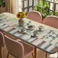 thumbnail image 3 of Farmhouse Botanical Table Cloths for 8 Foot Rectangle Tables, Bottles Plans Country Brown Wooden Grain Patio Waterproof Elastic Fitted Tablecloths, Washable Rectangular Table Cover for Camping, 3 of 8