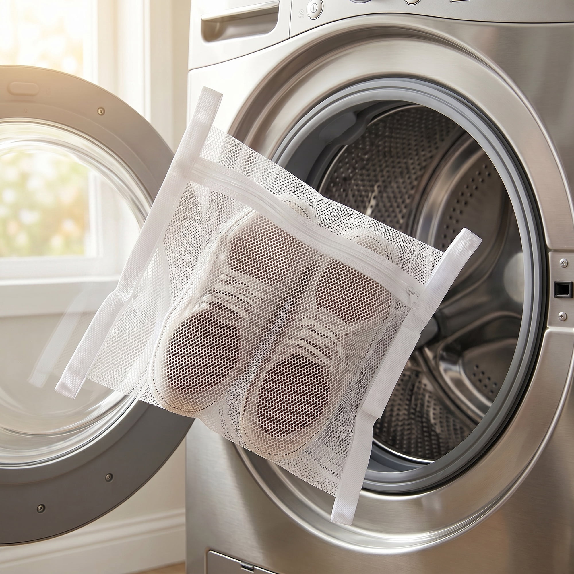 Unique Bargains Durable Polyester Laundry Shoe Bag for Washing Machine White 15.7"x15.7"