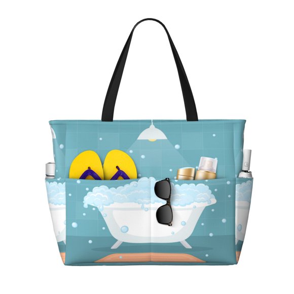 Easygdp Bathtub with Soap Bubbles Bolsa de Viaje de Playa de Gran Capacidad, Bolsa Tote Perfecta para la Playa, Escapadas de Fin de Semana y Viajes