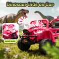 thumbnail image 7 of Xuanlur 12V Dinosaur Ride on Toys, Electric Car for Toddlers 2-4 w/Parent Control, Ride on Car w/Lights, 4-Wheel Suspension, Music, Bluetooth, 2.49-3.11MPH, Simulated Animal Vehicle for Kids (Pink), 7 of 7