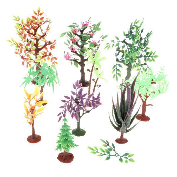 3x 10 Uds modelo de árbol de plástico realista paisaje modelo de árbol en miniatura juguetes para Baoblaze Juguete de juego de simulación para niños