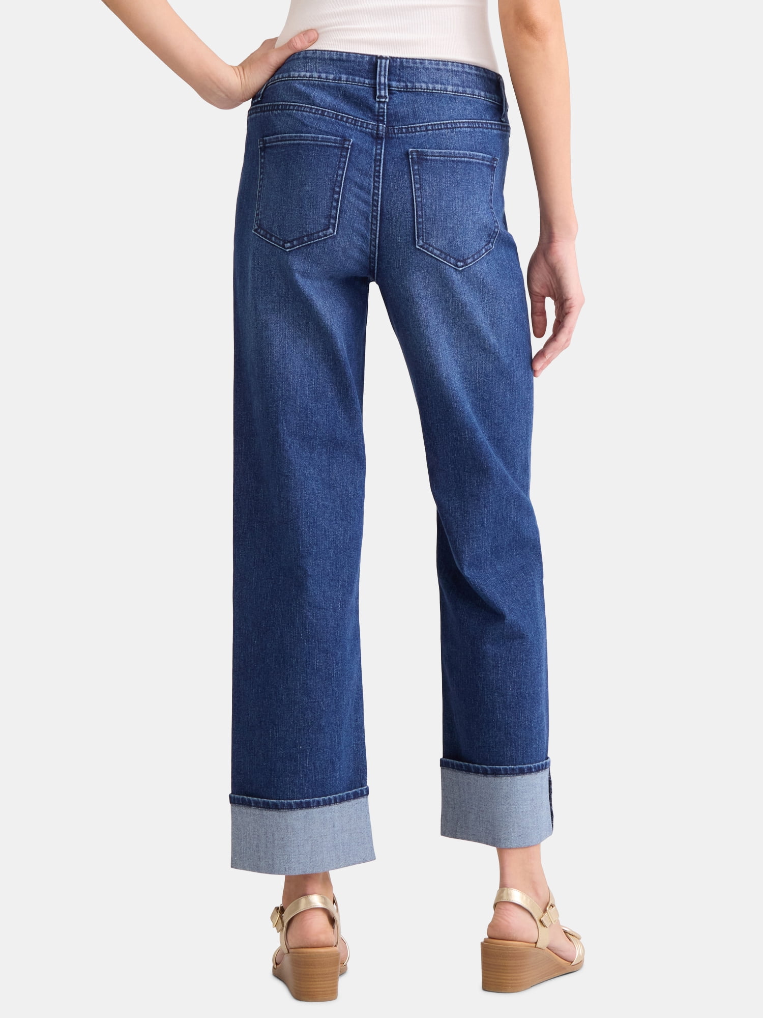Time and Tru Women's Wide Cuff Jeans, 29” Inseam, Sizes 2-20