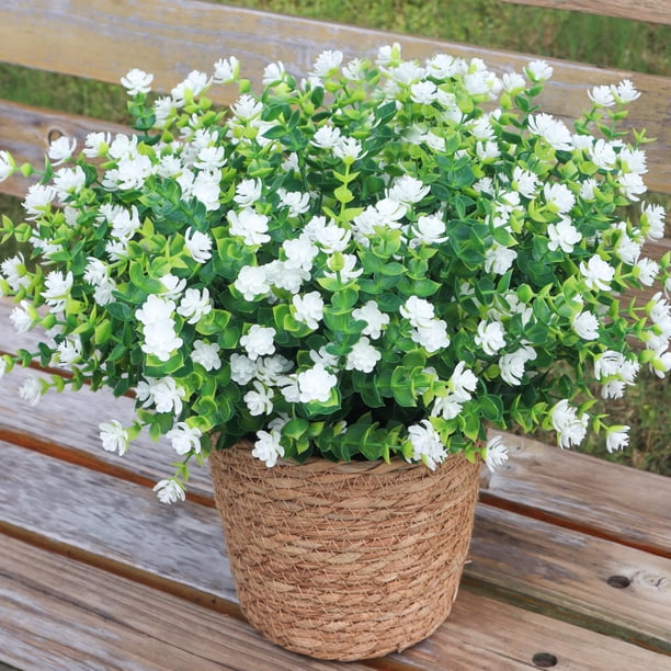 Flores artificiales BCBLF para exteriores, 12 paquetes, resistentes a los rayos UV