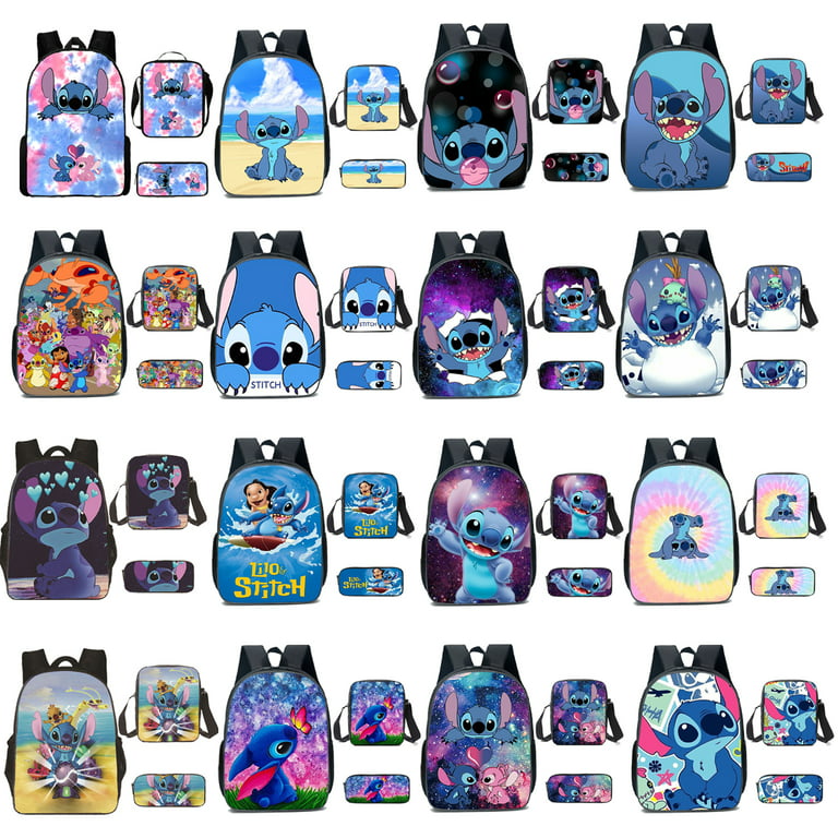 3PCS Fashion Cute Stitch Backpack Children Bookbag School Backpack