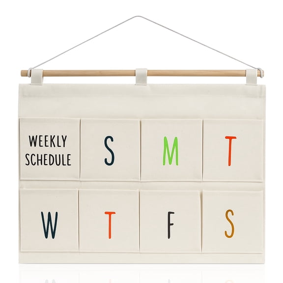 Garnen Wall Pocket Weekly Planner, Wall Storage Organizer, 8 Pockets Hanging Wall Organizer for To-Do List Pocket Chart Daily Schedule Planner, White