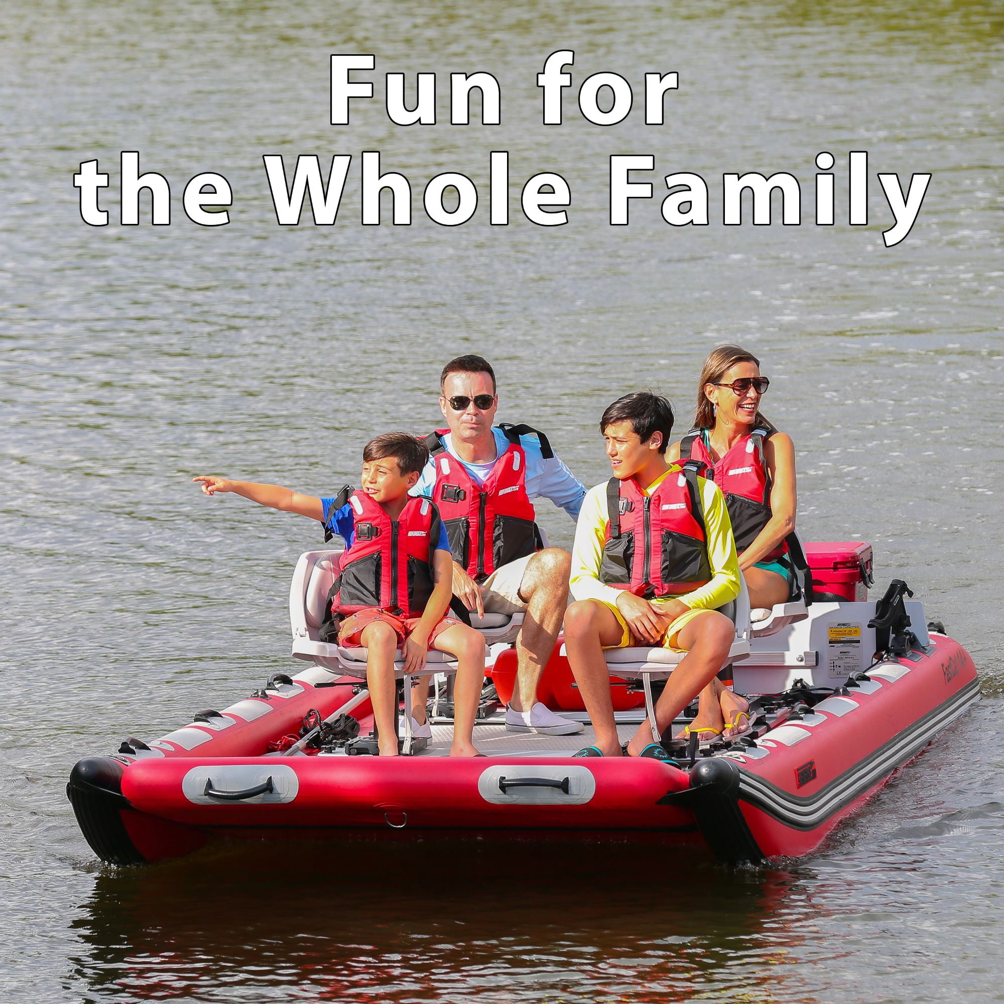 Sea Eagle FastCat Catamaran 2-4 Person Inflatable Boat-Rigid, High-Pressure, All-Drop Stitch, Easy Setup, Self-Bailing