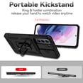 thumbnail image 2 of for Samsung Galaxy S21 FE Case, Soft TPU & Hard PC Anti-scratch Sliding Cover Full Protection Ring Stand Rotating Kickstand Holder Magnetic Shockproof Phone Case Cover for Galaxy S21 FE,Black, 2 of 8