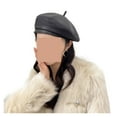 thumbnail image 3 of New Fashion Lambskin Women Winter British Genuine Leather Painter Hat Female Retro Bonnet Black Hat Beret ,Easy to Wear, 3 of 6