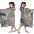 thumbnail image 4 of Gray Gold Hexagon Marble Pattern Hooded Bath Towel，50"x30" for Ages 3 To 12 Kids, Quick Dry Lightweight Soft Microfiber Hood Beach Towel Cover Up for Kids, 4 of 7