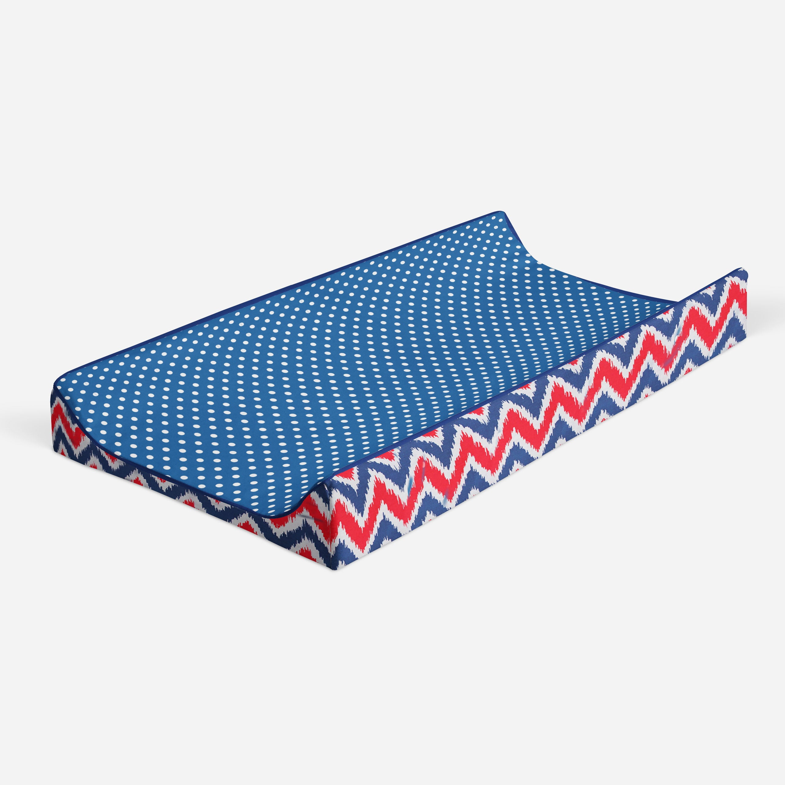 Bacati - Mix N Match Chevron/Dots Navy/Red Boys Quilted Changing Pad Cover