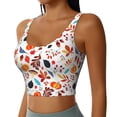 thumbnail image 2 of Xecao Autumn Pumpkins Fall Leaves for Sports Bra with Removable Pads, Crop Tank Top Design, Women's Longline Sports Bra - Non-Wired - Large, 2 of 9