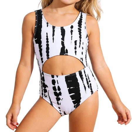 NAFUU Toddler Girls Swimsuit One-Piece Color Block Bathing Suit Summer Beach For Toddler Swim Dress For Kids Swimwear Sizes 9-10 Years