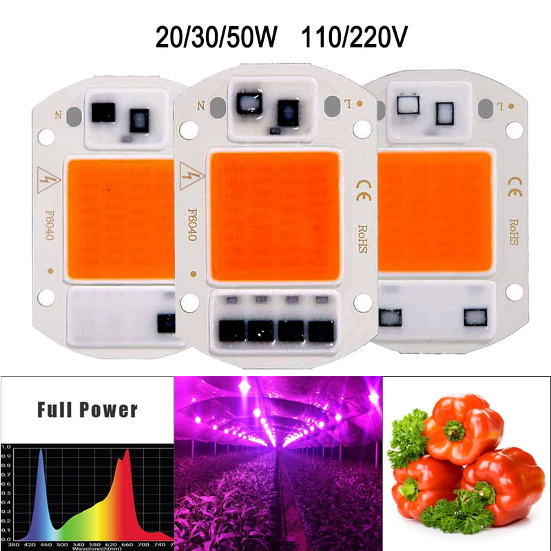 LED Smart IC COB Chip 10/20/30/50W Growth Light Full Spectrum Beads Lamp
