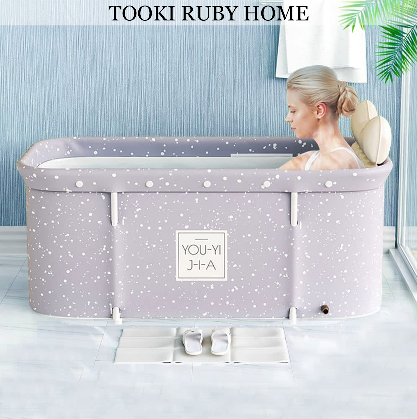 Easy to store bathroom accessories, portable foldable insulation bathtub,  large adult bubble bath, square and simple bathtub