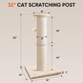 thumbnail image 3 of Cat Scratching Post 32" Tall, 5-Inch Diameter Natural Sisal Cat Scratch Post with Dangling Ball, Protect Your Furniture, Scratch-Resistant and Durable for Indoor Cats, LightGrey, Beige, 3 of 14