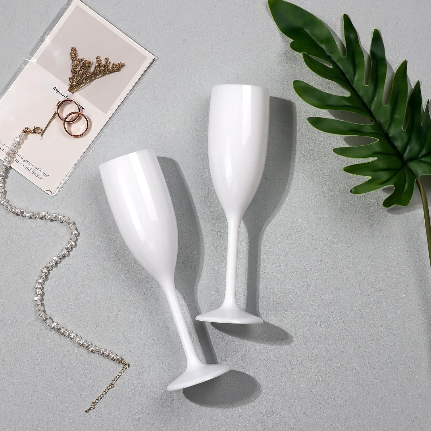 AGH Champagne Flute Acrylic Champagne Glasses Wedding Toasting 7oz Champagne Flute Goblet Plastic Reusable Unbreakable Champagne Cups for Bachelorette Wedding Bridal Shower Party, 12 Pack