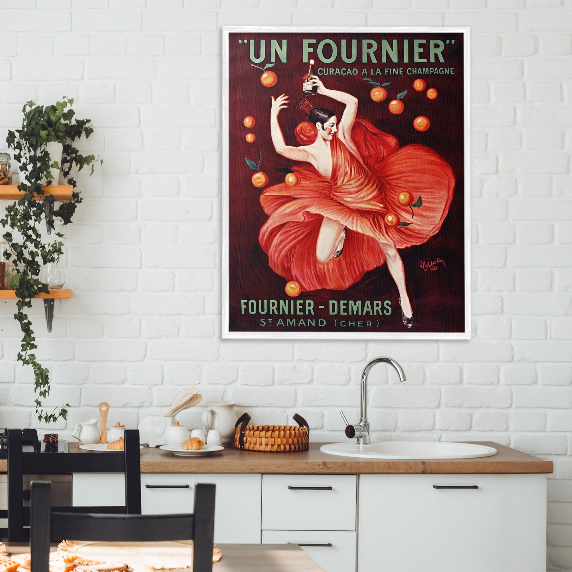 Stupell Industries Vintage Champagne Dancer in Red White Framed Giclee Art, design by Leonetto Cappiello