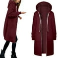 thumbnail image 3 of Trench Coat Women Winter Clothing for Women Women's Jacket Warm Hooded Zip Up Coat Soft Casual Outerwear Lightweight Comfortable Winter Fashion Top, 3 of 8