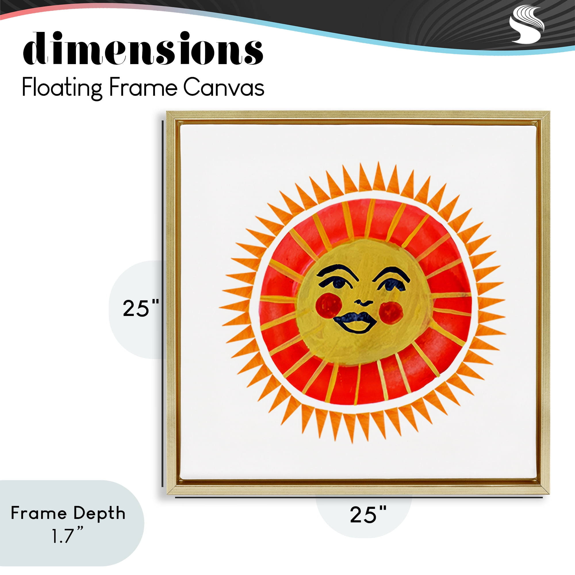 Stupell Industries Cheerful Boho Sun Gold Framed Floater Canvas Wall Art, design by Katherine Herrell Studio