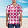thumbnail image 4 of Daiia Plaid Heart Hawaiian Shirt for Men Gentle Cotton Regular Short Sleeve Casual-X-Large, 4 of 9