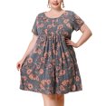 thumbnail image 1 of Vestido de talgrande pamujer, mancorta, plisado invertido, vestidos florales Ro1X, 1 of 6