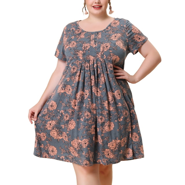 Vestido de talgrande pamujer, mancorta, plisado invertido, vestidos florales Ro1X