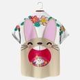 thumbnail image 5 of Hawaiian T-shirts for Men- Easter Rabbit Short Sleeve Beach Tops Bunny Printed Lapel Loose Tops Tops with Pocket, #3, Child-160, 5 of 8