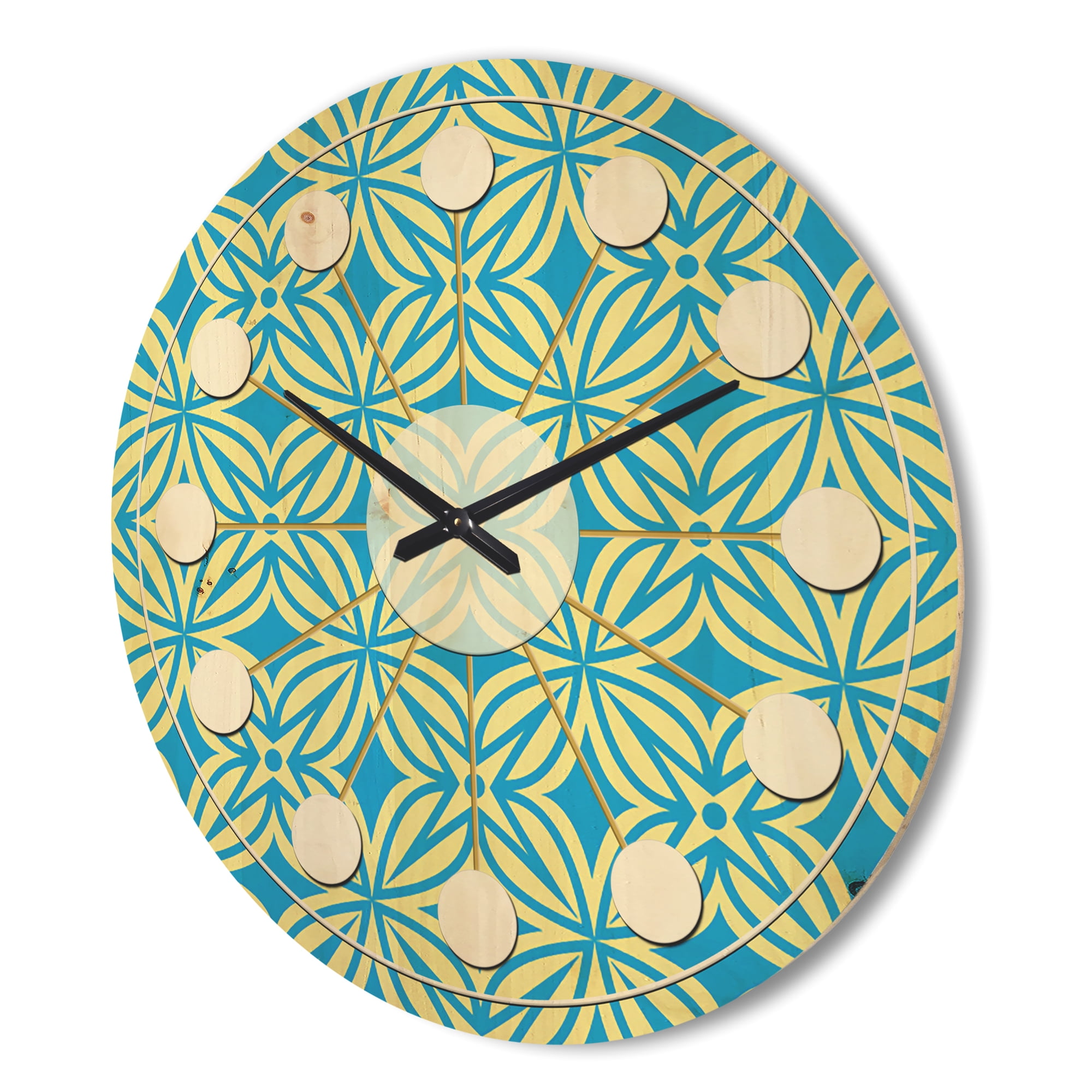 Designart 'Ornamental Retro Design I' Mid-Century Modern Wood Wall Clock