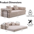 thumbnail image 3 of Folding Sofa Bed, Convertible Sleeper Bed Corduroy Floor Couch with Pillows, Loveseat Floor Sofa Lounge Couch, Foldable Memory Foam Mattress for Living Room Bedroom Playroom (Light Grey), 3 of 16