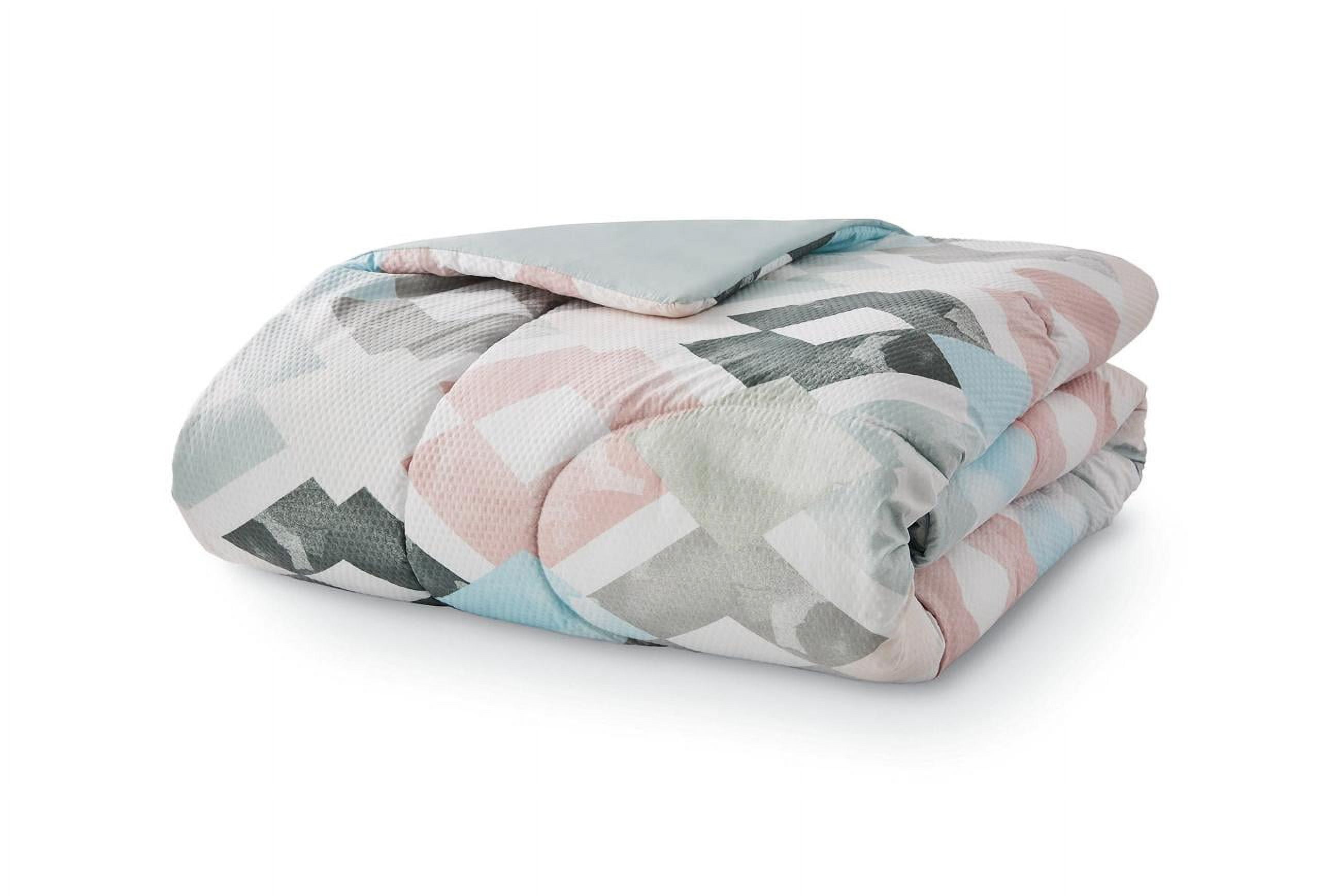 Mainstays Pink and Teal Diamond 10 Piece Bed in a Bag with 3 Dec Pillows, Full
