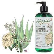 Jasmine and Gardenia Handmade Natural Body Wash, Shower Gel with Pump 16 FL / 473 mL Infused with Essential Oil, Luxurious Aromatherapy Sensual Floral Scent by Exotic and Holistic