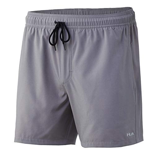 HUK Men's Volley 5.5" Elastic Waist QuickDry Swim Shorts, Sharkskin