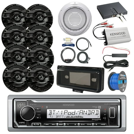 Boat Audio Package: Kenwood KMR-M322BT Marine Bluetooth ...