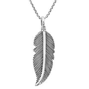 Tribal Inspired Detailed Feather Sterling Silver Pendant Necklace | Sterling Silver Necklace for Women | Long Necklaces for Women