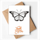 thumbnail image 1 of Simple mariposa negra modelo Nota en blanco del sobre de la tarjeta de agradecimiento, 1 of 4