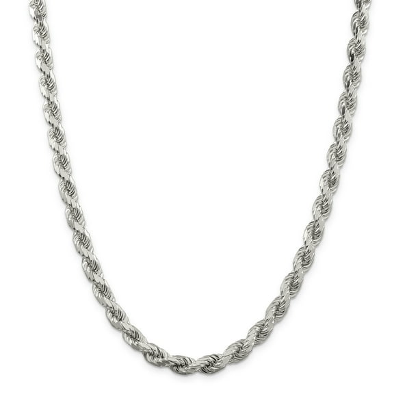 925 Sterling Silver 7mm Diamond-cut Polished 8 Sides Rope Chain 22 Inch