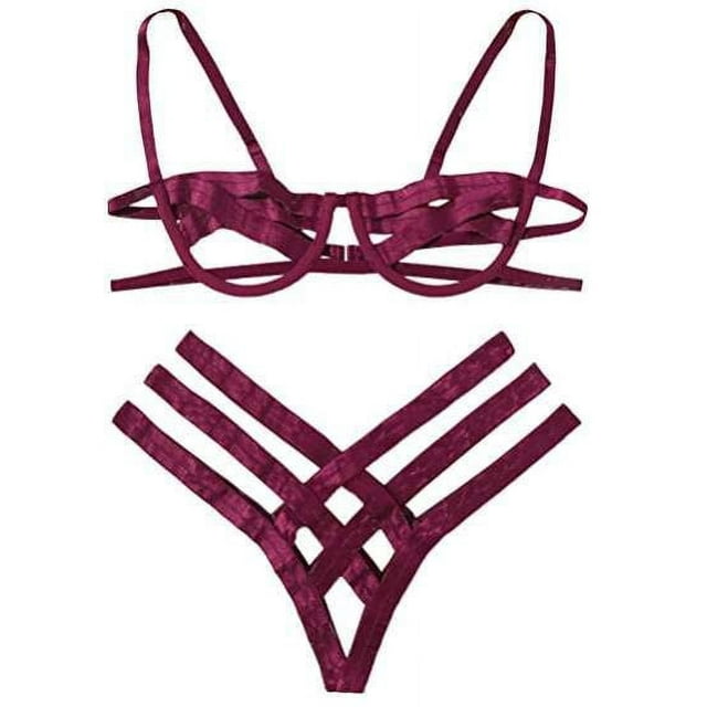 Europa y los Estados Unidos estilo correa sexy ropa interior costura sexy bikini de acero dividido hueco tres puntos