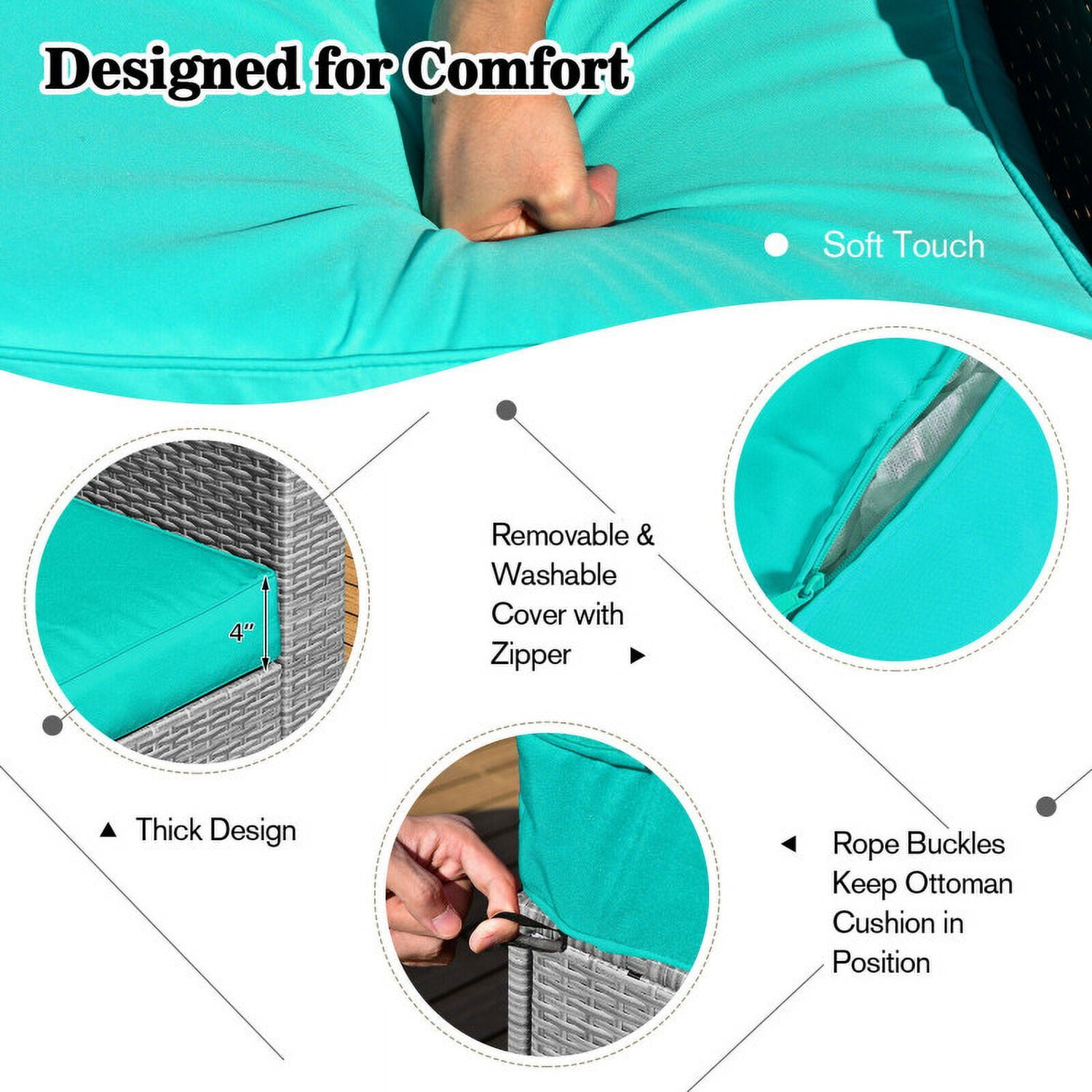 Aimee Lii 8 Pieces Patio Rattan Furniture Set with Storage Waterproof Cover and Cushion, Outdoor Patio Set, Turquoise Aimee Lii 8 Pieces Patio Rattan Furniture Set with Storage Waterproof Cover and Cushion, Outdoor Patio Set, Turquoise