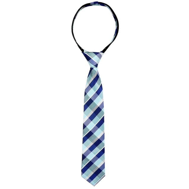 Spring Notion Boys' Pre-tied Woven Zipper Tie Large Blue Checkered