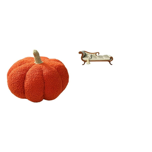 Almohadas de calabaza de Halloween,Almohadas de calabaza de Halloween Decoración del hogar Suave,Cojines de calabaza para Halloween,peluches,sofá,Sofá en miniatura para muñecas,Muebles de