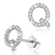 thumbnail image 1 of Pendientes pequeños de plata esterlina Silvora con inicial de circonita cúbica letra Q regalo de cumpleaños Navidad, 1 of 8