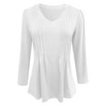 thumbnail image 5 of Womens Long Sleeve Tops Solid Trendy Casual V-Neck Tunic Blouses Lightweight Basic Loose Fit Going Out Business Work Shirts, 5 of 5