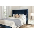 thumbnail image 4 of Luxury Upholstered Queen Bed / 54" Tall Wingback Headboard / Handcrafted Button Tufting / Nailhead Accent Trim / Box Spring Not Required / Quick Tool-Free Assembly / Rich Sapphire Velvet Fabric, 4 of 9