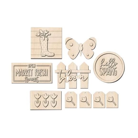 For Easter Decor Spring Mini Tiered Tiered Tray Decor Market Spring Kitchen Signs Wood Home Fresh Spring Decor Flat Decor Flower DIY Tray Decorations Desktop Ornament