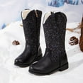 thumbnail image 6 of Leozcaa Glitter Girls Cowgirl Boots Sparkly Cowboy Dress Boots Toddler Big Kid Mid Calf Booties Round Toe, 6 of 7